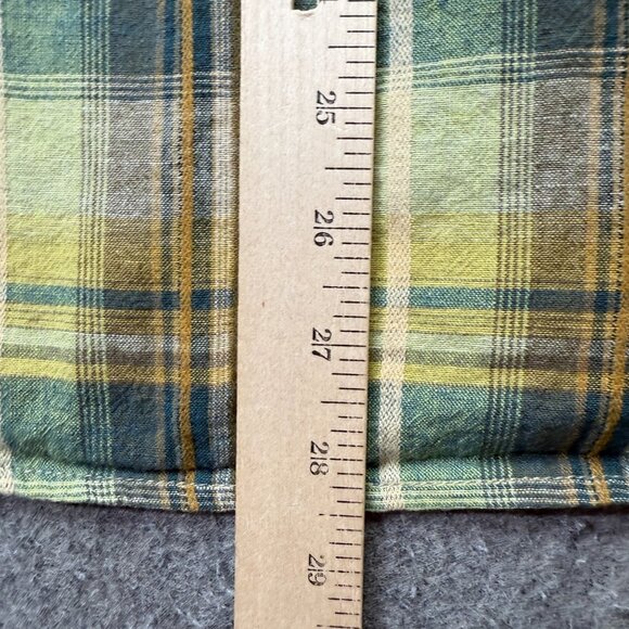 Kuhl Persuadr Shirt Men L Yellow Green Brown Linen Plaid Short Sleeve Button Up - Picture 13 of 15